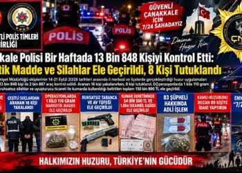 Çanakkale Polisi Bir Haftada 13 Bin 848 Kişiyi Kontrol Etti: Narkotik Madde ve Silahlar Ele Geçirildi, 8 Kişi Tutuklandı